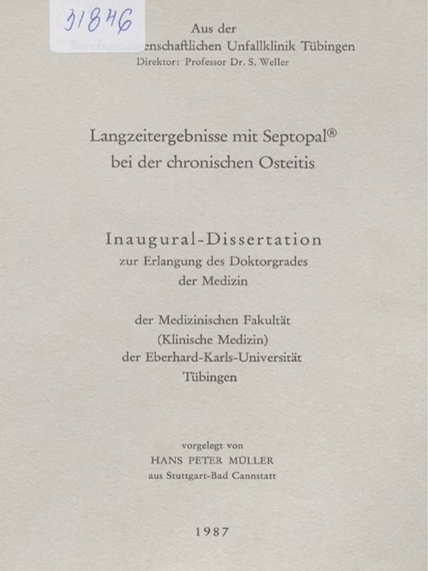 Langzeitergebnisse mit Septopal bei der chronischen Osteitis