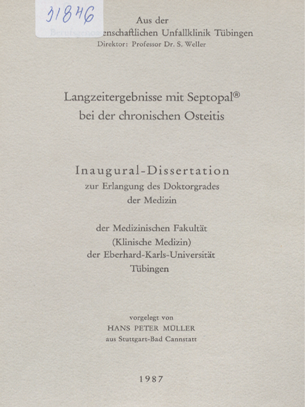 Langzeitergebnisse mit Septopal bei der chronischen Osteitis