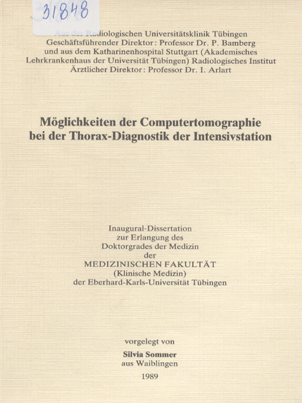 Moglichkeiten der Computertomographie bei der Thorax-Diagnostik der Intensivstation
