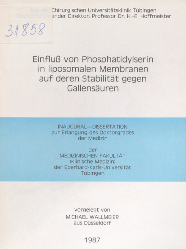Einfluss von Phosphatidylserin in liposomalen Membranen auf denen Stabilitat gegen Gallensauren