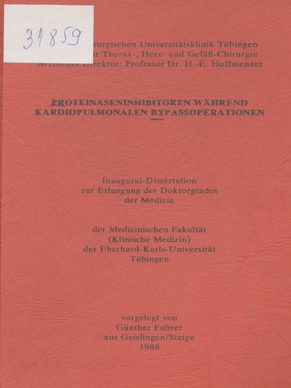 Proteinaseninhibitoren wahrend kardiopulmonalen Bypassoperationen