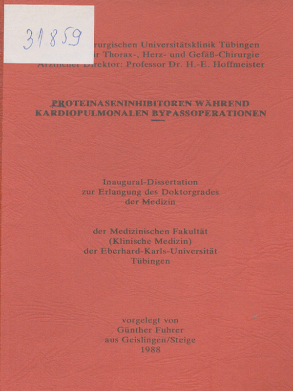Proteinaseninhibitoren wahrend kardiopulmonalen Bypassoperationen