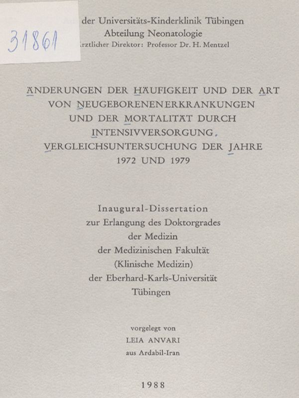 Anderungen der Haufigkeit und der Art von Neugeborenenerkrankungen und der Mortalitat durch Intensivversorgung. Vergleichsuntersuchung der Jahre 1972 und 1979