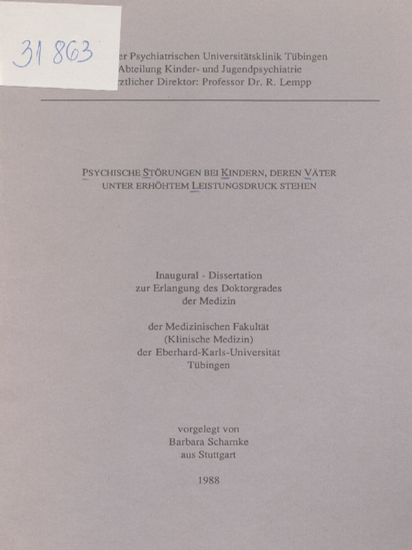 Psychische Storungen bei Kindern, deren Vater unter erhohtem Leistungsdruck stehen