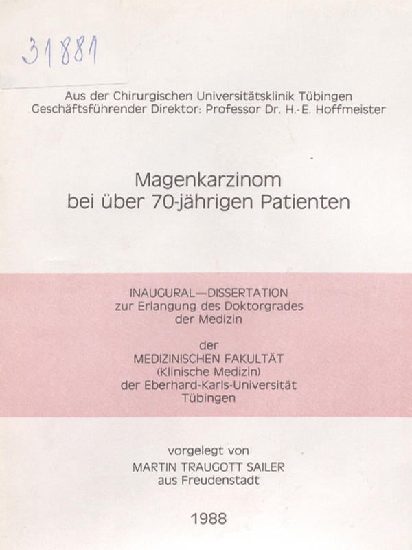 Magenkarzinom bei uber 70-jahrigen Patienten