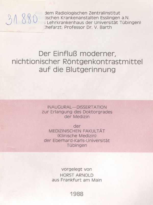 Der Einfluss moderner, nichtionischer Rontgenkontrastmittel auf die Blutgerinnung