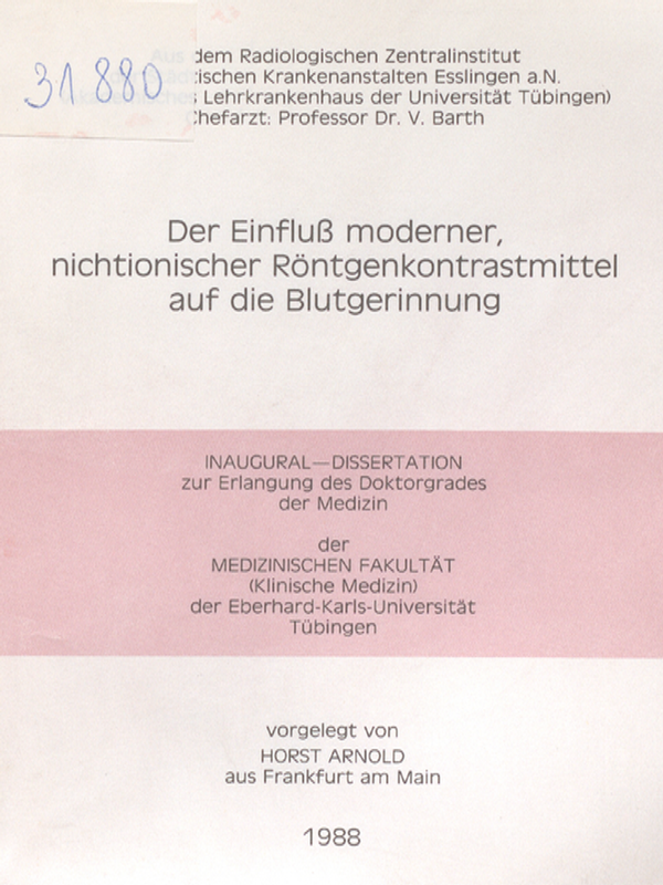 Der Einfluss moderner, nichtionischer Rontgenkontrastmittel auf die Blutgerinnung