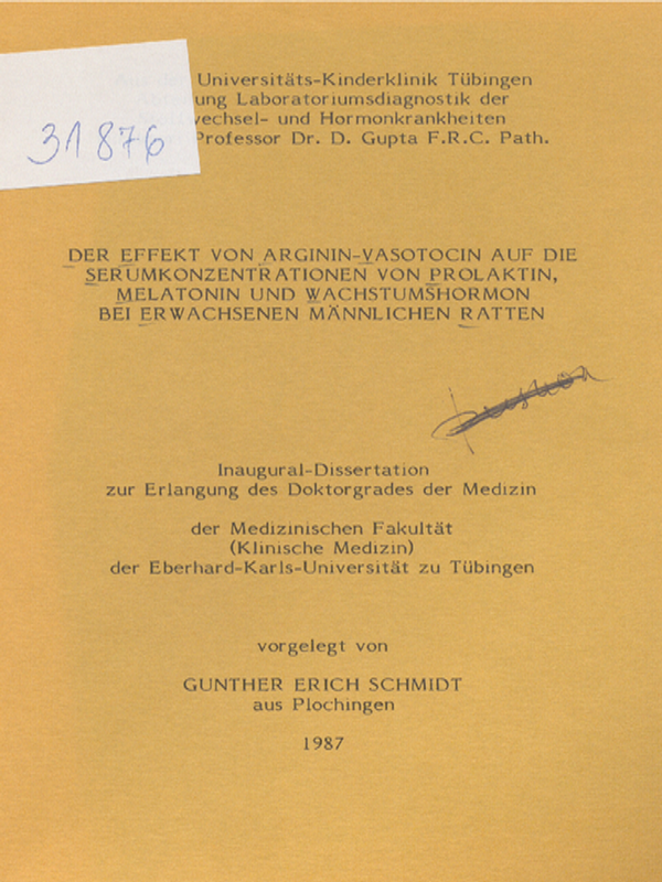 Der Effekt von Arginin-Vasotocin auf die Serumkonzentrationen von Prolaktin, Melatonin und Wachstumshormon bei erwachsenen mannlichen Ratten