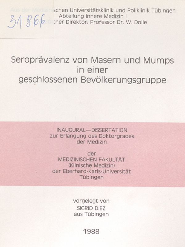 Seropravalenz von Masern und Mumps in einer geschlossenen Bevolkerungsgruppe