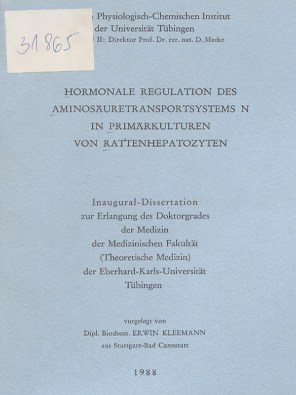 Hormonale Regulation des Aminosauretransportsystems N in Primarkulturen von Rattenhepatozyten
