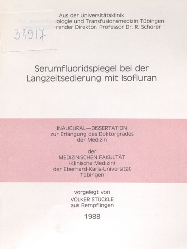 Serumfluoridspiegel bei der Langzeitsedierung mit Isofluran