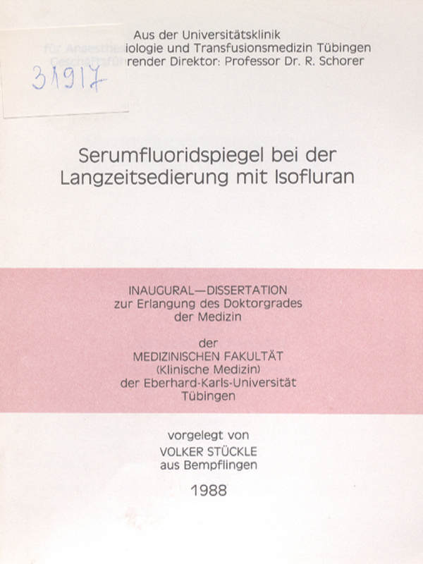 Serumfluoridspiegel bei der Langzeitsedierung mit Isofluran