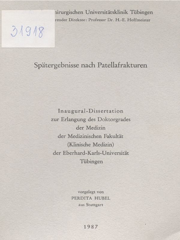 Spatergebisse nach Patellafrakturen
