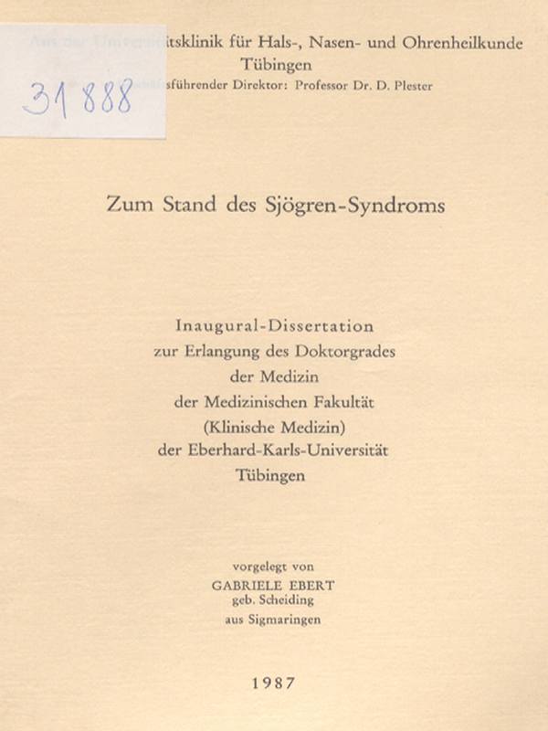 Zum Stand des Sjogren-Syndroms