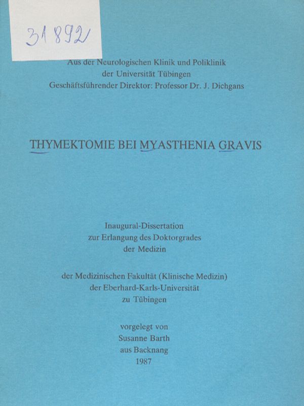 Thymektomie bei Myasthenia Gravis