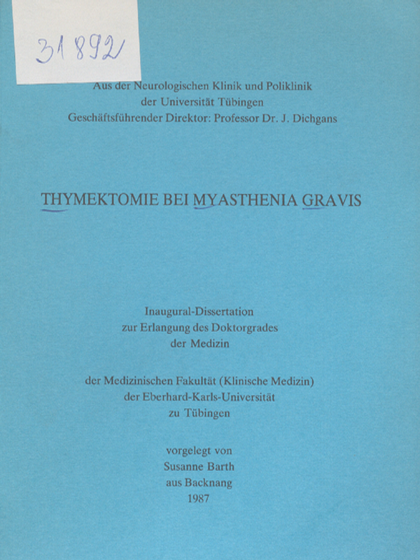 Thymektomie bei Myasthenia Gravis