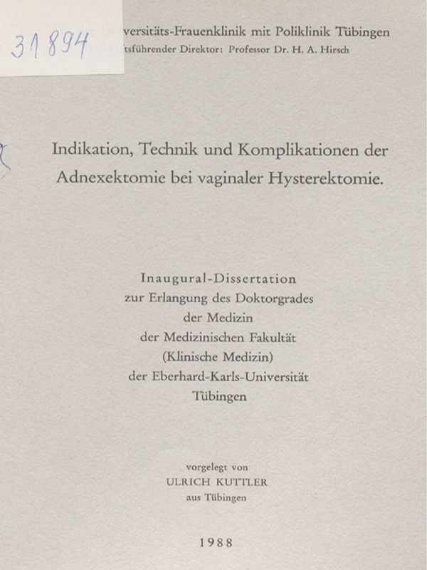 Indikation, Technik und Komplikationen der Adnexektomie bei vaginaler Hysterektomie