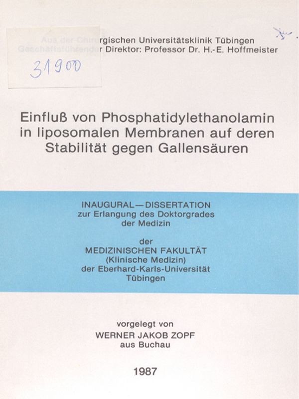 Einfluss von Phosphatidylethanolamin in liposomalen Membranen auf deren Stabilitat gegen Gallensauren