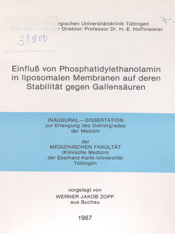 Einfluss von Phosphatidylethanolamin in liposomalen Membranen auf deren Stabilitat gegen Gallensauren