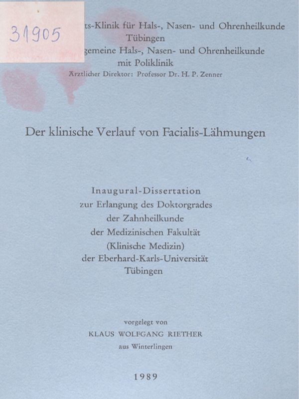 Der klinische Verlauf von Facialis-Lahmungen