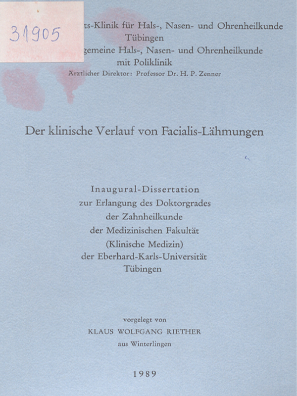 Der klinische Verlauf von Facialis-Lahmungen