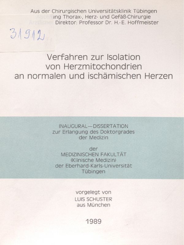 Verfahren zur Isolation von Herzmitochondrien an normalen und ischamischen Herzen