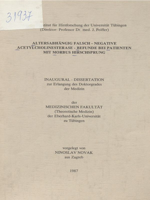 Altersabhangigkeit falsch-negative Acetylcholinesterase-Befunde bei Patienten mit Morbus Hirschsprung