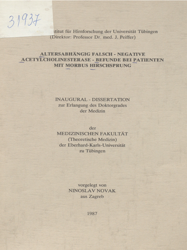 Altersabhangigkeit falsch-negative Acetylcholinesterase-Befunde bei Patienten mit Morbus Hirschsprung