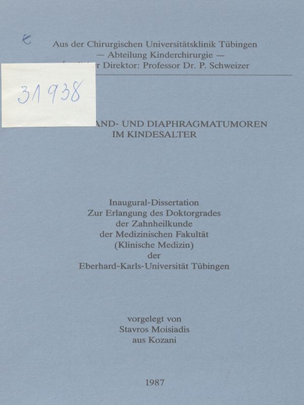 Thoraxwand- und Diaphragmatumoren im Kindesalter