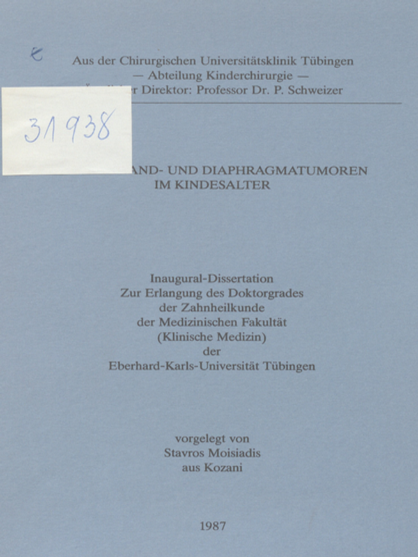 Thoraxwand- und Diaphragmatumoren im Kindesalter