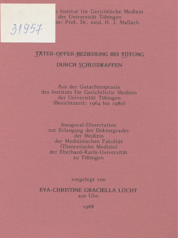 Tater-Opfer-Beziehung bei Totung durch Schusswaffen