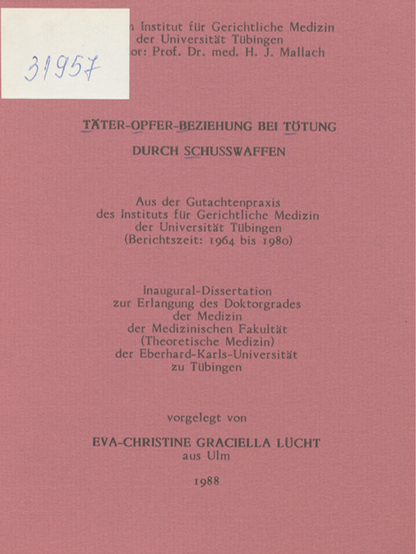 Tater-Opfer-Beziehung bei Totung durch Schusswaffen