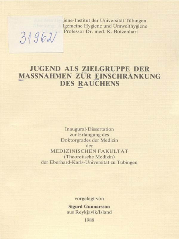 Jugend als Zielgruppe der Massnahmen zur Einschrankung des Rauchens