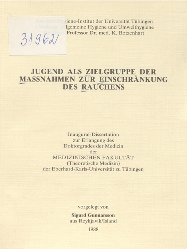 Jugend als Zielgruppe der Massnahmen zur Einschrankung des Rauchens