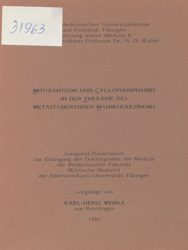 Mitoxantron und Cyclophosphamid in der Therapie des metastasierenden Mammakarzinoms