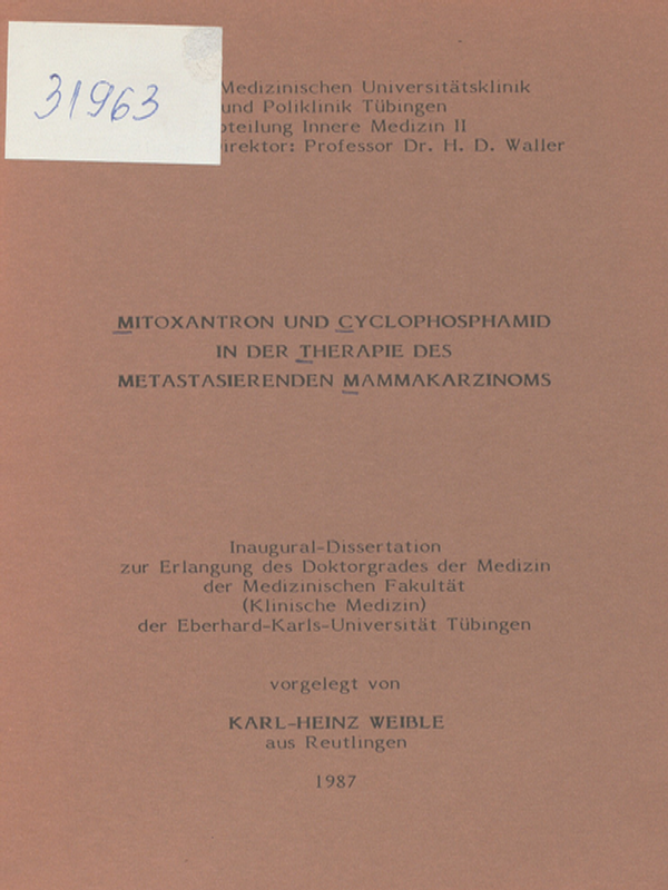 Mitoxantron und Cyclophosphamid in der Therapie des metastasierenden Mammakarzinoms