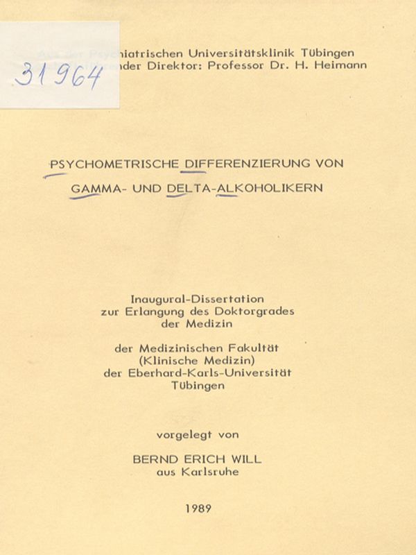 Psychometrische Differenzierung von Gamma- und Delta-Alkoholikern