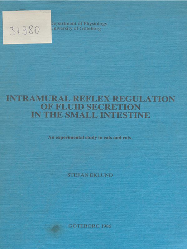 Intramural reflex regulation of fluid secretion in the small intestine