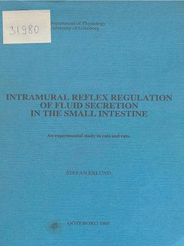 Intramural reflex regulation of fluid secretion in the small intestine
