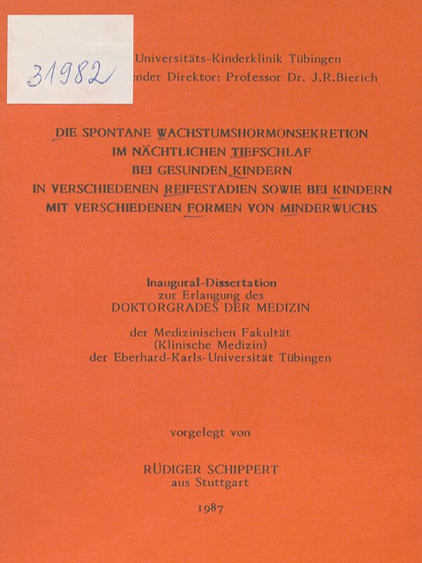 Die spontane Wachstumshormonsekretion im nachtlichen Tiefschlaf bei gesunden Kindern in verschiedenen Reifestadien sowie bei Kindern mit verschiedenen Formen von Minderwuchs