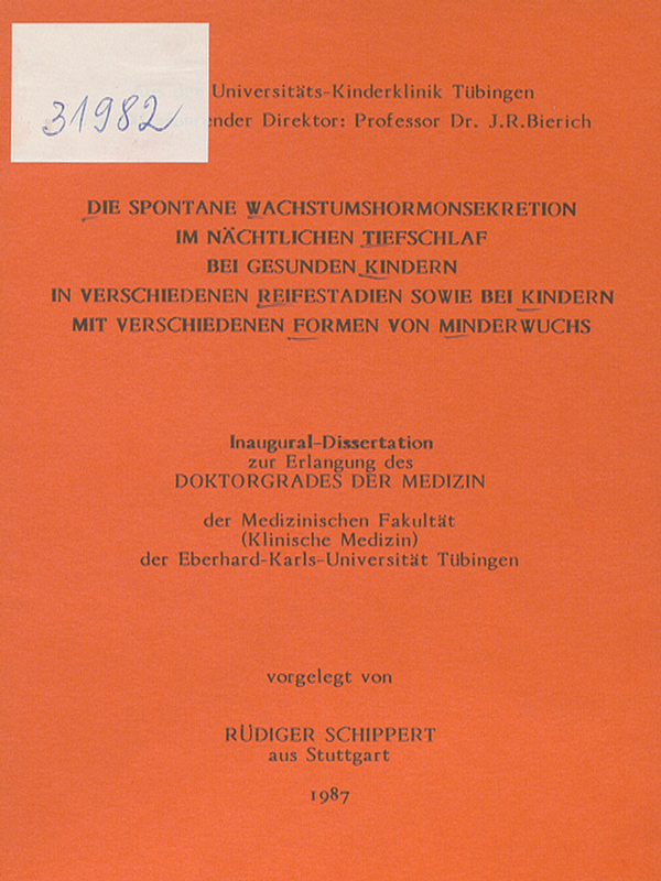 Die spontane Wachstumshormonsekretion im nachtlichen Tiefschlaf bei gesunden Kindern in verschiedenen Reifestadien sowie bei Kindern mit verschiedenen Formen von Minderwuchs