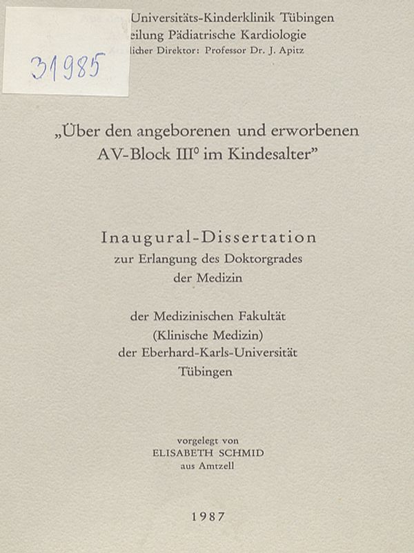 Uber den angeborenen und erworbenen AV-Block III im Kindesalter