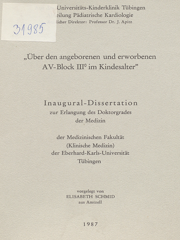 Uber den angeborenen und erworbenen AV-Block III im Kindesalter