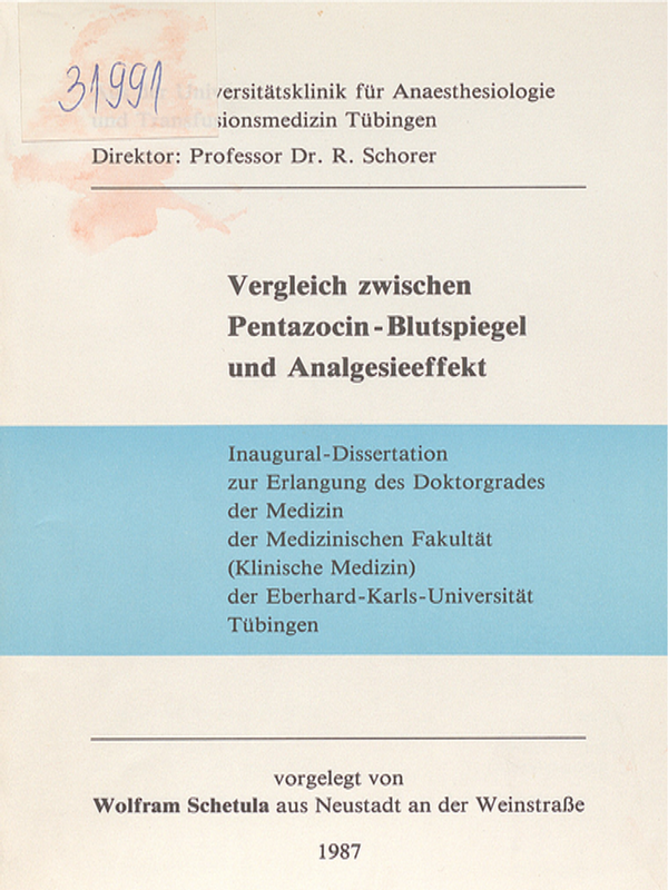 Vergleich zwischen Pentazocin-Blutspiegel und Analgesieeffekt