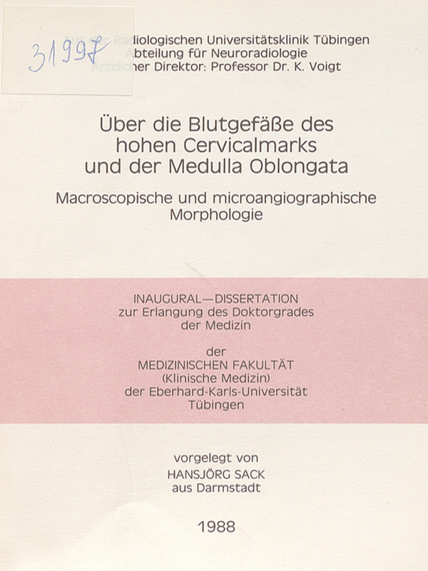 Uber die Blutgefasse des hohen Cervicalmarks und der Medulla Oblongata : Macroscopische und microangiographische Morphologie