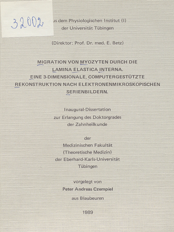 Migration von Myozyten durch die Lamina Elastica Interna. Eine 3-dimensionale, computergestutzte Rekonstruktion nach elektronenmikroskopischen Serienbildern