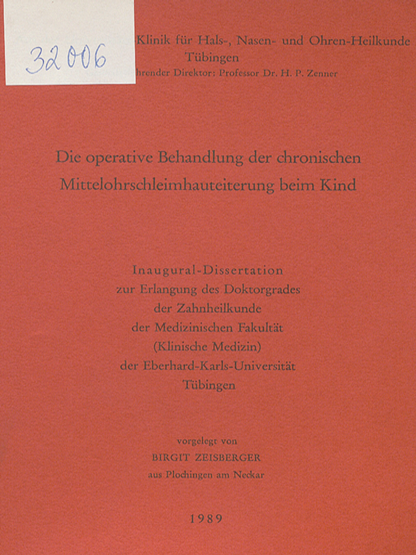 Die operative Behandlung der chronischen Mittelohrschleimhauteiterung beim Kind