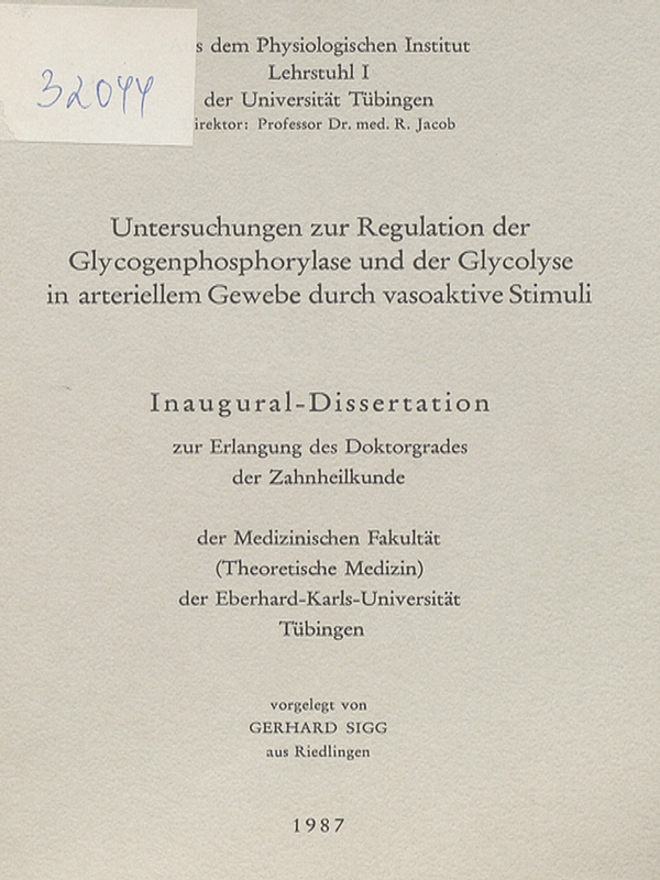 Untersuchungen zur Regulation der Glycogenphosphorylase und der Glycolyse in arteriellem Gewebe durch vasoaktive Stimuli