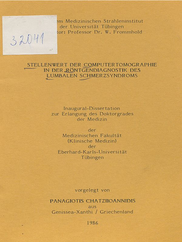 Stellenwert der Computertomographie in der Rontgendiagnostik des lumbalen Schmerzsyndroms