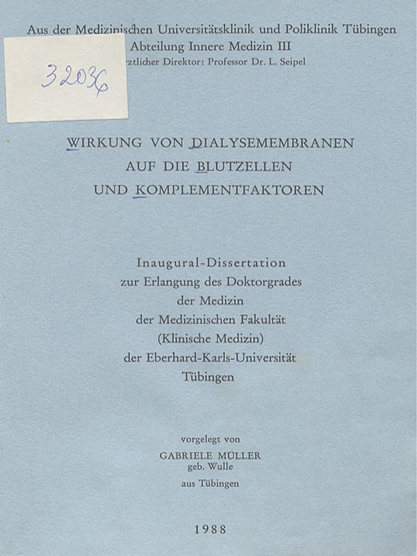 Wirkung von Dialysemembranen auf die Blutzellen und Komplementfaktoren